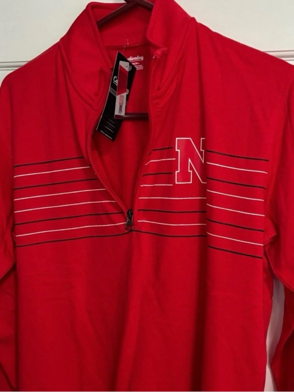 Men's Red Quarter-Zip Sweatshirt with N Logo